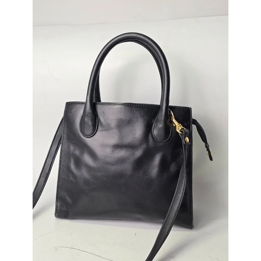 GIANI BERNINI Crossbody Shoulder Bag‎ Black Leather Handbag Classic Purse Vtg